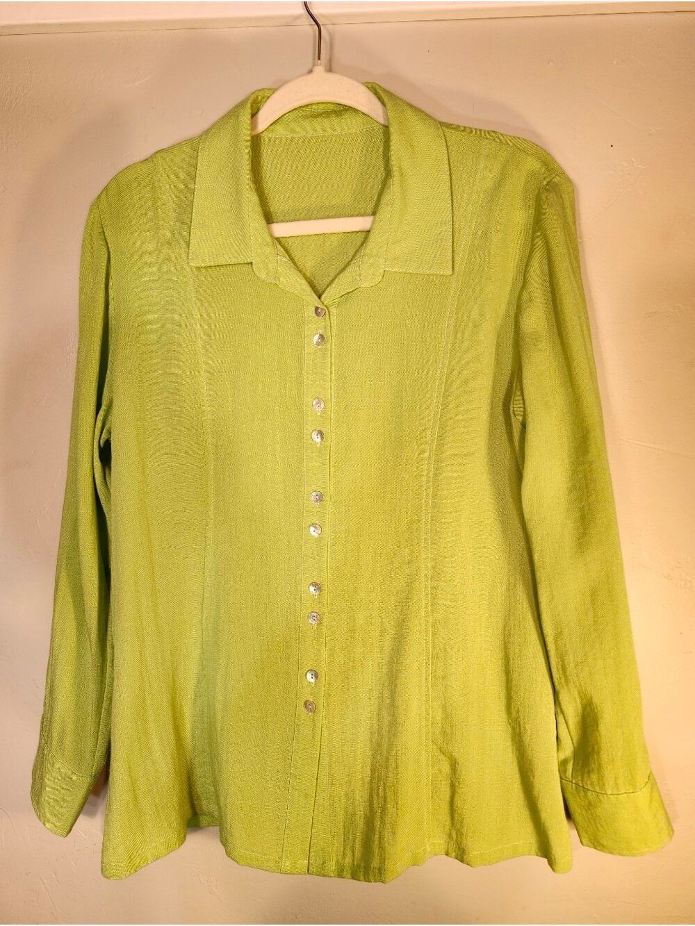Fridaze Bright Lime Button-Down Collared Shirt Side Pockets